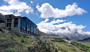 hotel building with blue sky