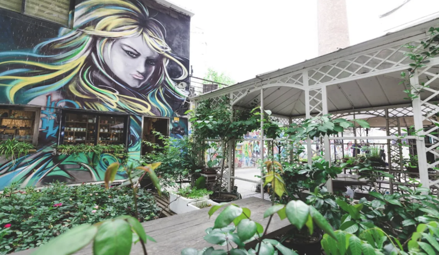 A contemporary art district housed in former factories, with galleries, studios, and street art.