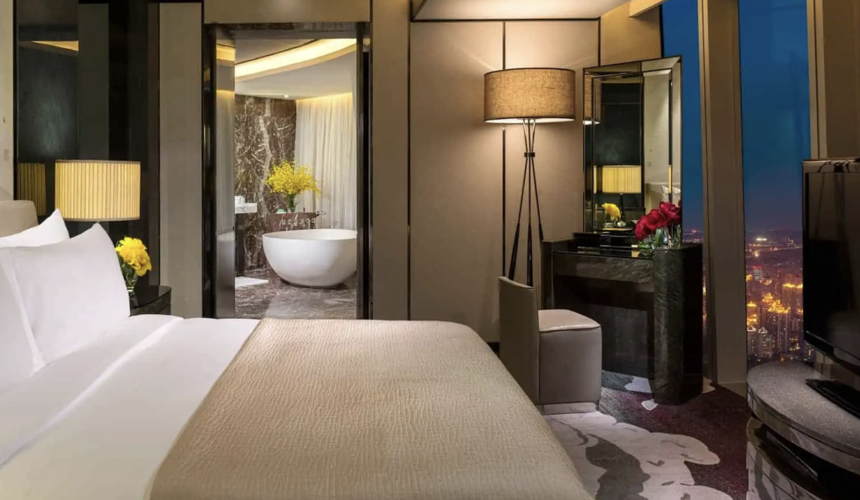 Luxurious high-rise Four Seasons Hotel Guangzhou with panoramic views of the city