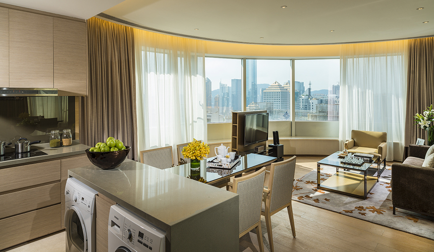 Modern serviced apartments at Fraser Suites Guangzhou near shopping and business centers