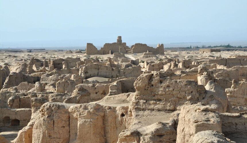 Ruins of Jiaohe Ancient City, a historic Silk Road site in the Turpan region of Xinjiang