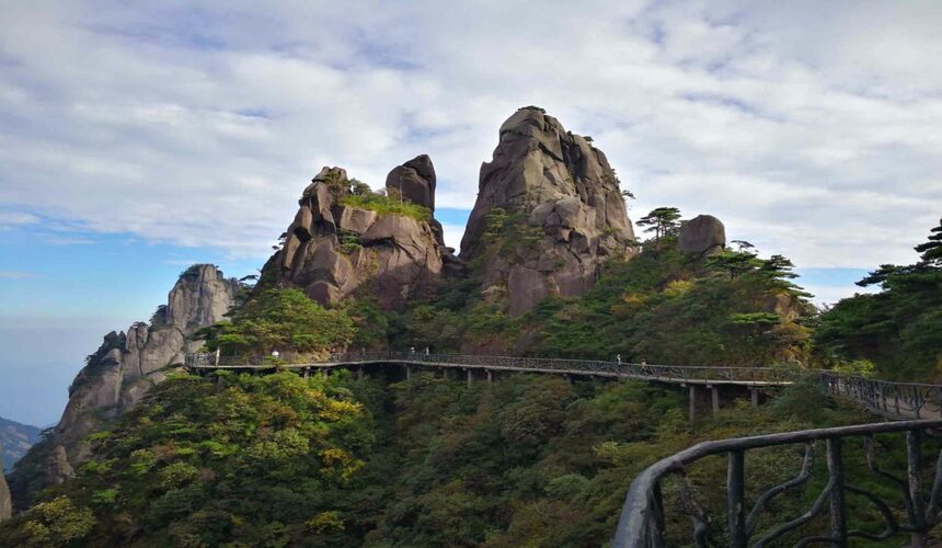 Granite peaks, Taoist temples, and cloud-covered paths in Mount Sanqing, Jiangxi Province