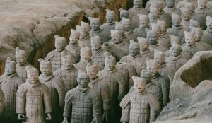 Rows of life-sized Terracotta Warriors unearthed in Xi’an, a popular day trip from Beijing.