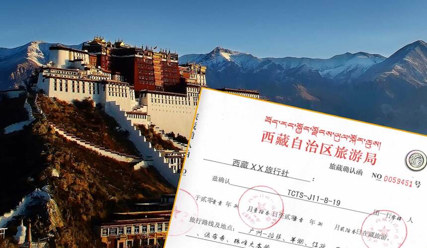 Traveler holding official Tibet Travel Permit required for foreign visitors to enter the region.