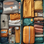 Laid-out summer clothes, hat, and travel gear for a trip to China