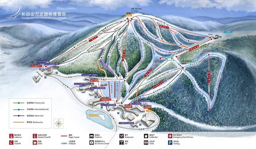Detailed tourist map of Changbaishan International Ski Resort in China