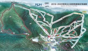 ourist map of Beidahu Ski Resort in China with trails and lifts