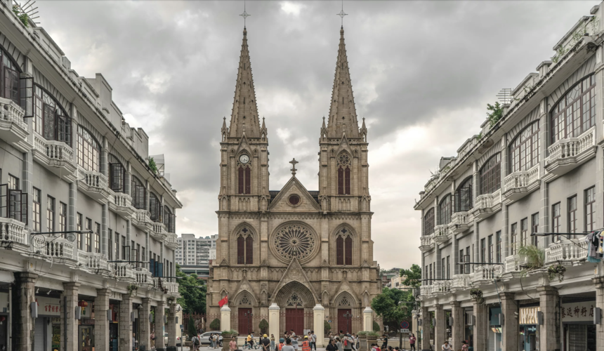 Gothic-style Sacred Heart Cathedral in Guangzhou with twin spires