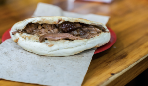 Traditional Chinese street food Roujiamo sandwich in Xi’an