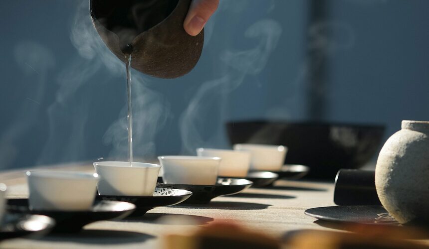 Chinese tea master performing a traditional tea ceremony in Xi’an