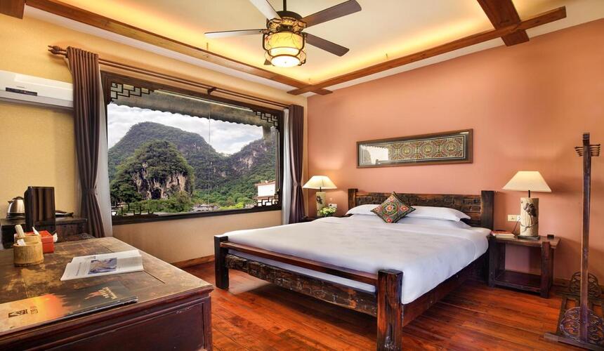 Cozy boutique hotel surrounded by Yangshuo’s karst mountains.