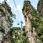 Scenic view of Zhangjiajie mountains and sandstone pillars in China