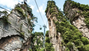 Scenic view of Zhangjiajie mountains and sandstone pillars in China