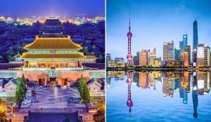 Skyline comparison of Beijing vs. Shanghai cityscape
