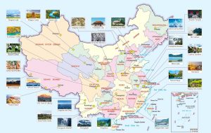 Detailed China travel map highlighting major tourist destinations