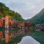 Peaceful mountain landscape in rural China, perfect for nature travel and hiking.