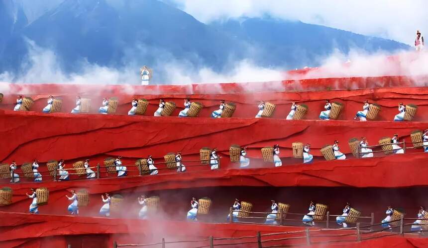 Ethnic minority cultural performances in Yunnan featuring traditional costumes, folk dances, and regional music.