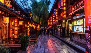 Jinli Ancient Street location beside Wuhou Temple near central Chengdu and Chengdu East Railway Station
