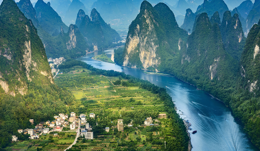 Karst mountains and Li River views in Guilin and Yangshuo, China
