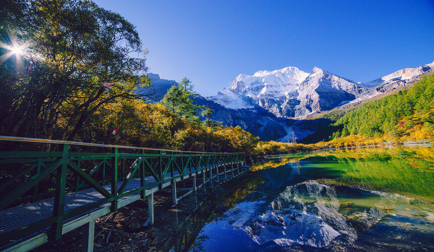 Lush mountains and traditional landscapes in Sichuan, China for nature travel