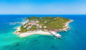 Crystal-clear waters and white sandy beaches on Wuzhizhou Island in Sanya, China