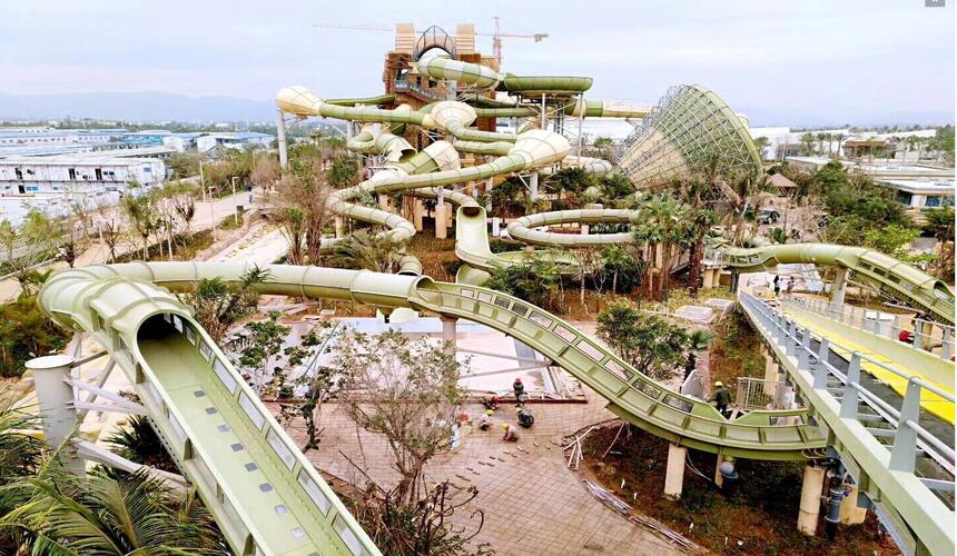 Exciting water slides and pools at Aquaventure Waterpark in Sanya, China