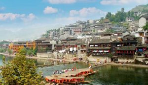 Traditional streets, teahouses, and local snack vendors in Chongqing's historic Ciqikou Ancient Town.